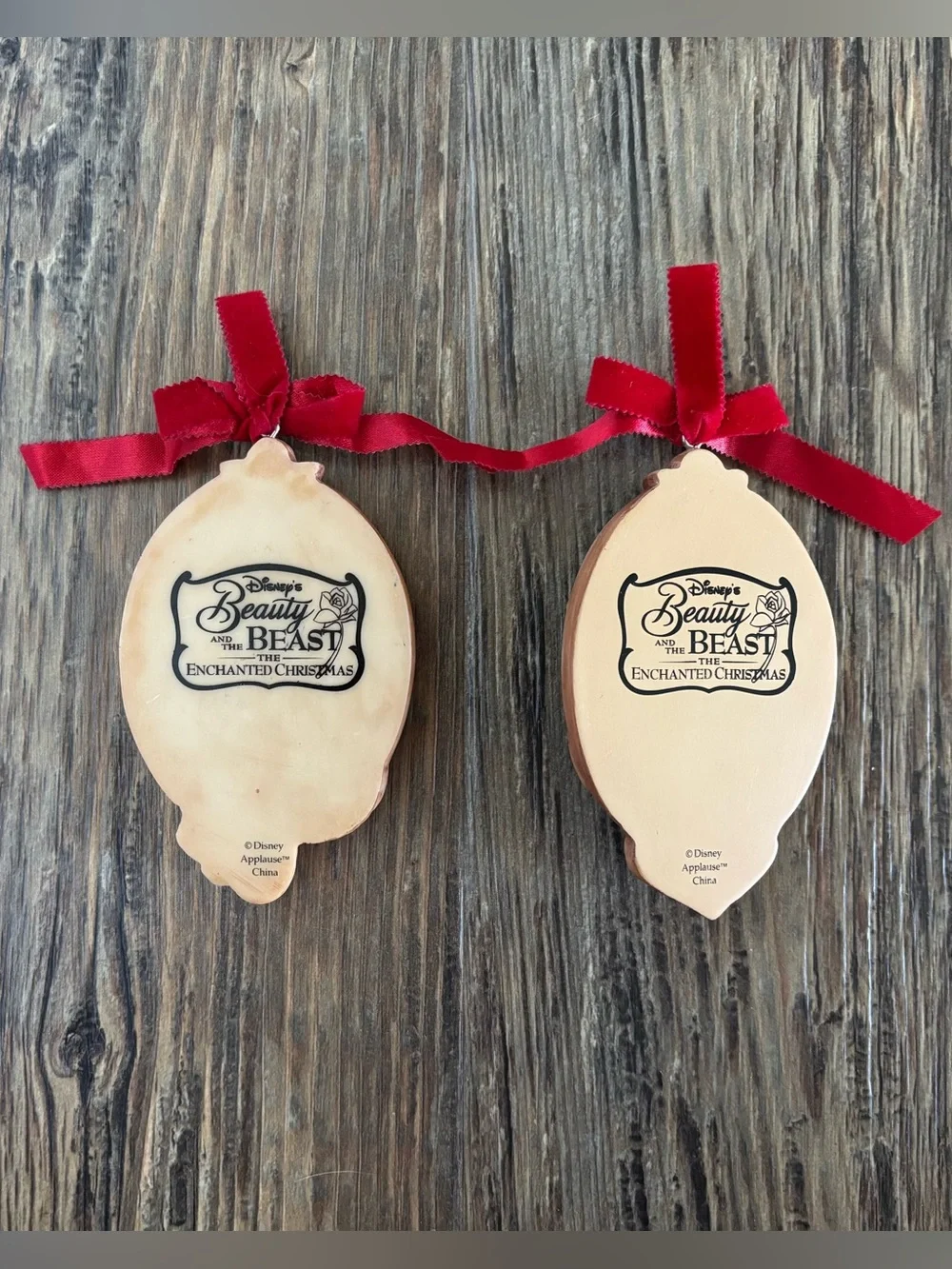 Vtg Applause Disney Beauty & The Beast Enchanted Christmas Cameo Ornament Set